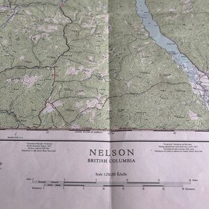 1962 Nelson & Creston British Columbia Vintage Topographic Map Print 29”x22 1/2”